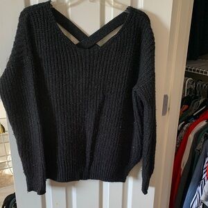 Sparkle & Fade Black Cross-Back Sweater